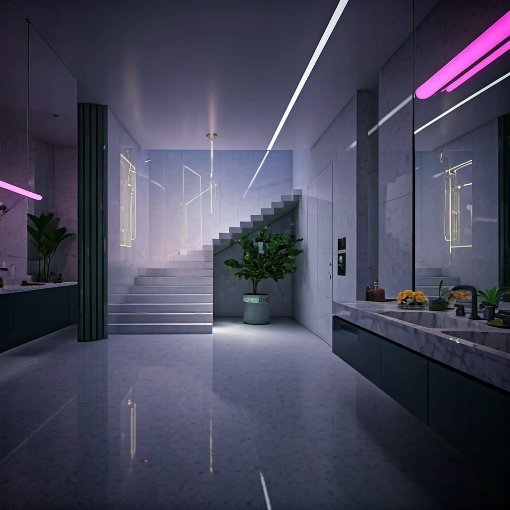 Modern Luxury Bathroom with Fluorescent Accents