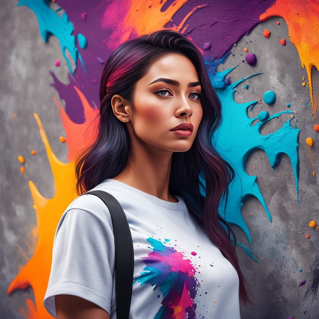 Hyperrealistic Girl Portrait with Abstract Background