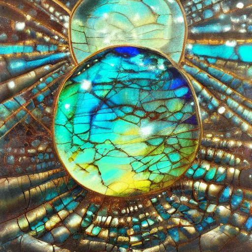 Surrealist Abstract: Labradorite, Abalone, and Silver in Oil