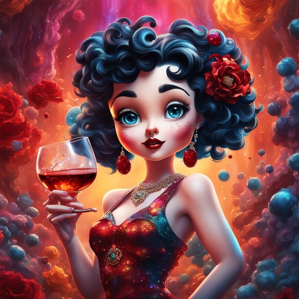 Betty Boop as Alcohol Ink Painting