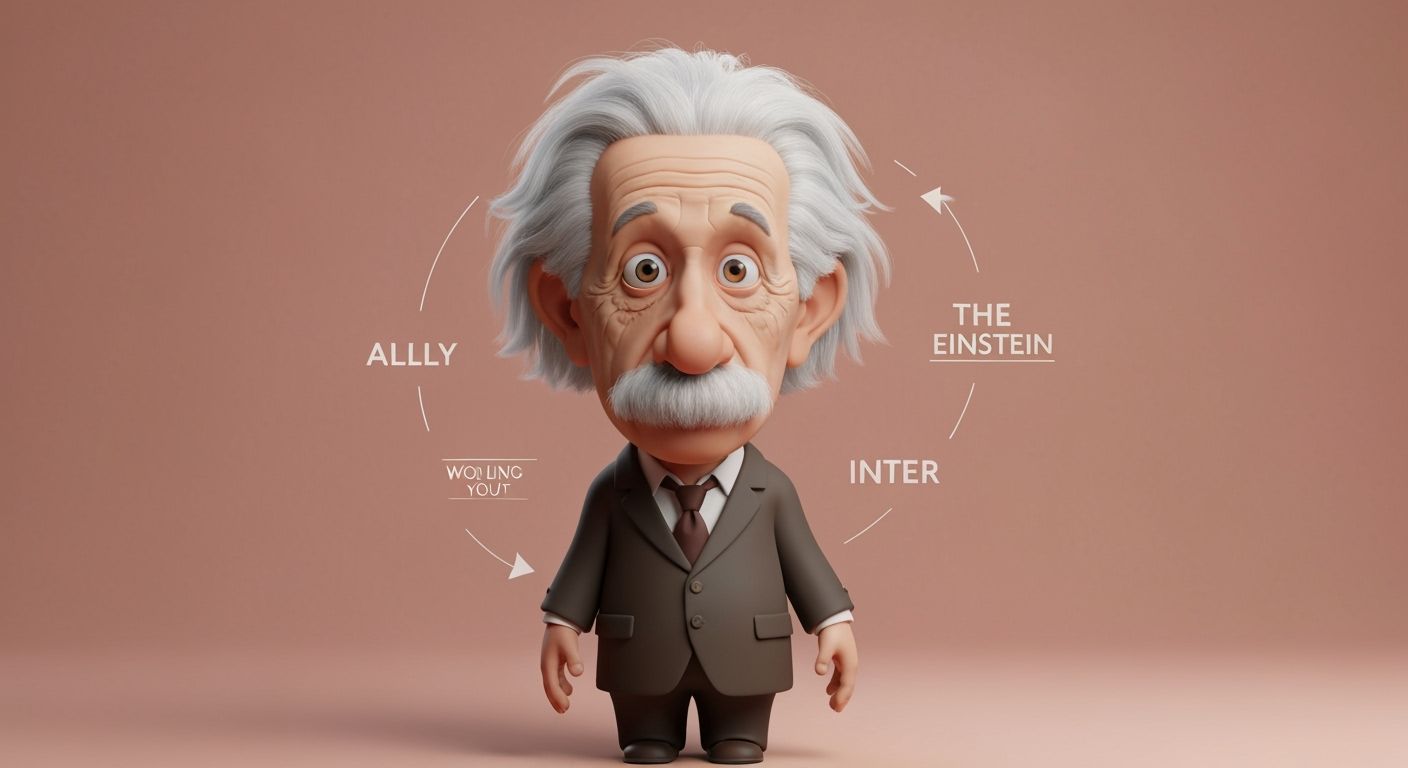 3D Toon Albert Einstein With Inner Ideas