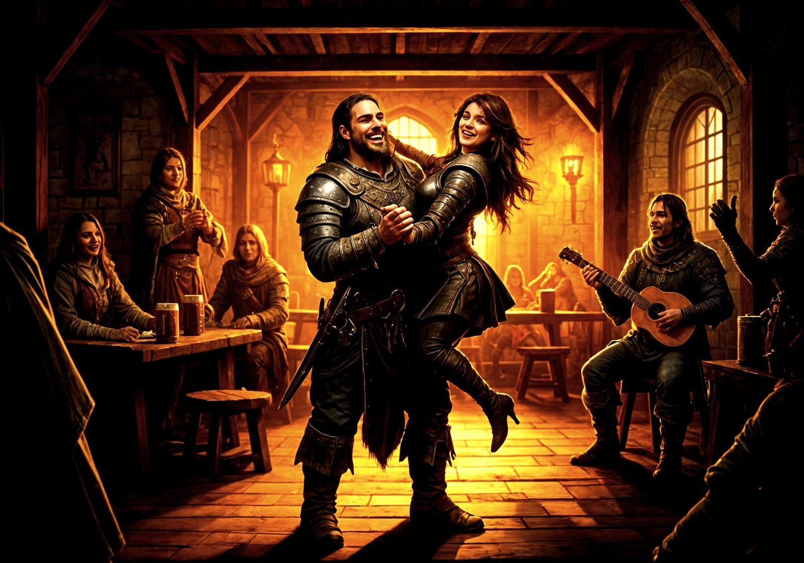 Medieval Tavern Celebration in AD&D 2E Style