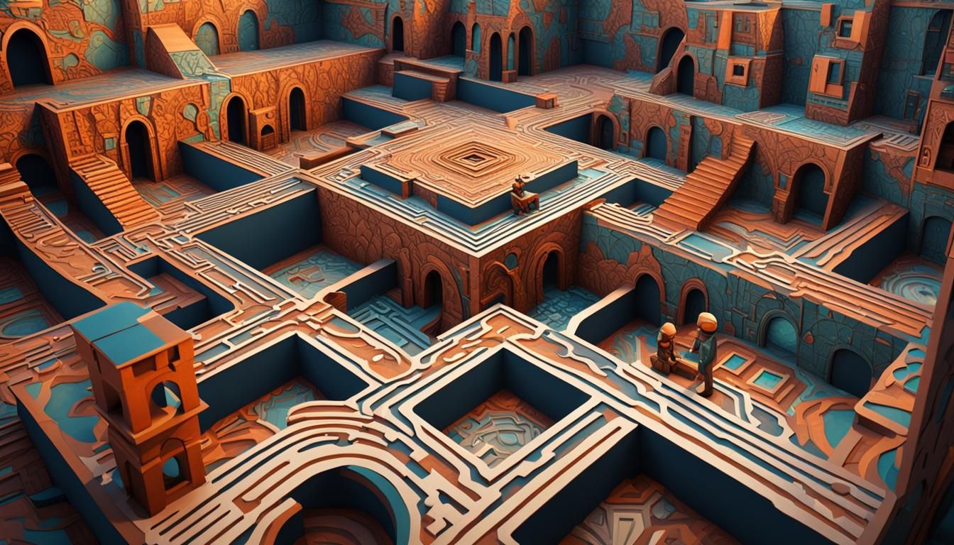 Impossible 3D Geometric Illusion in Escher Style