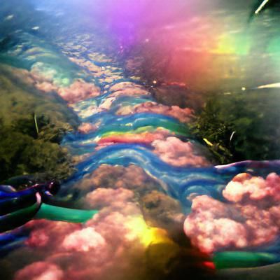 Rainbow River Under Colorful Cloudy Sky