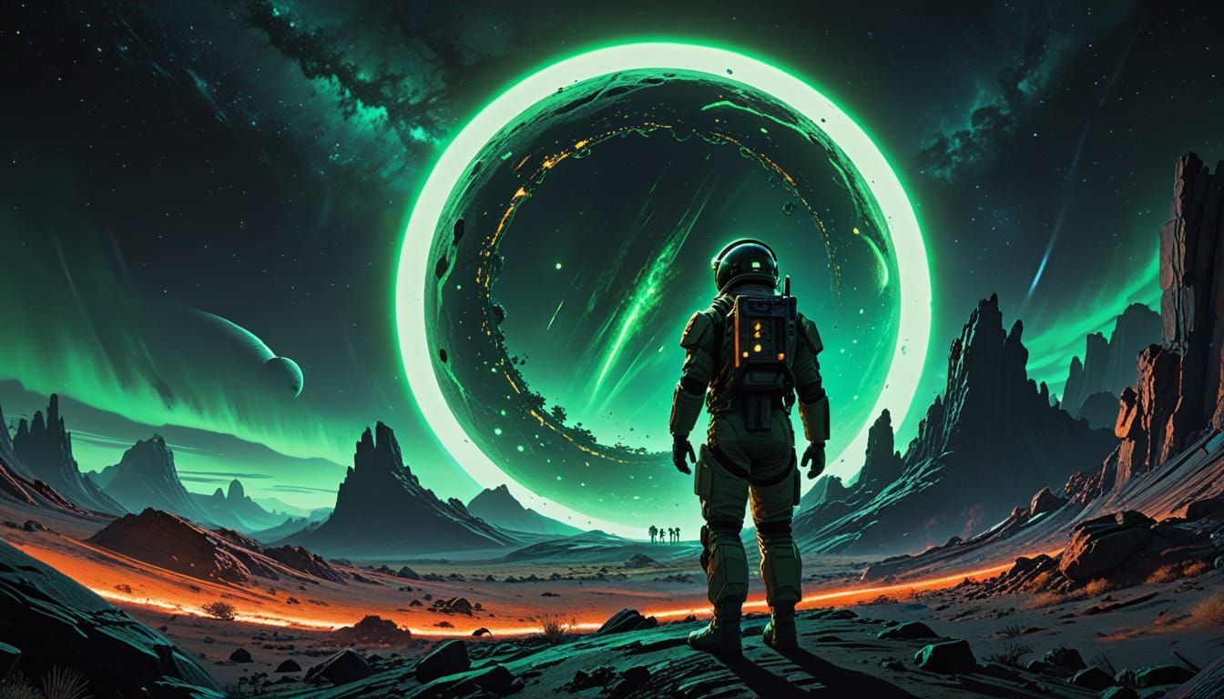 Astronaut at Cosmic Portal: Concept Art