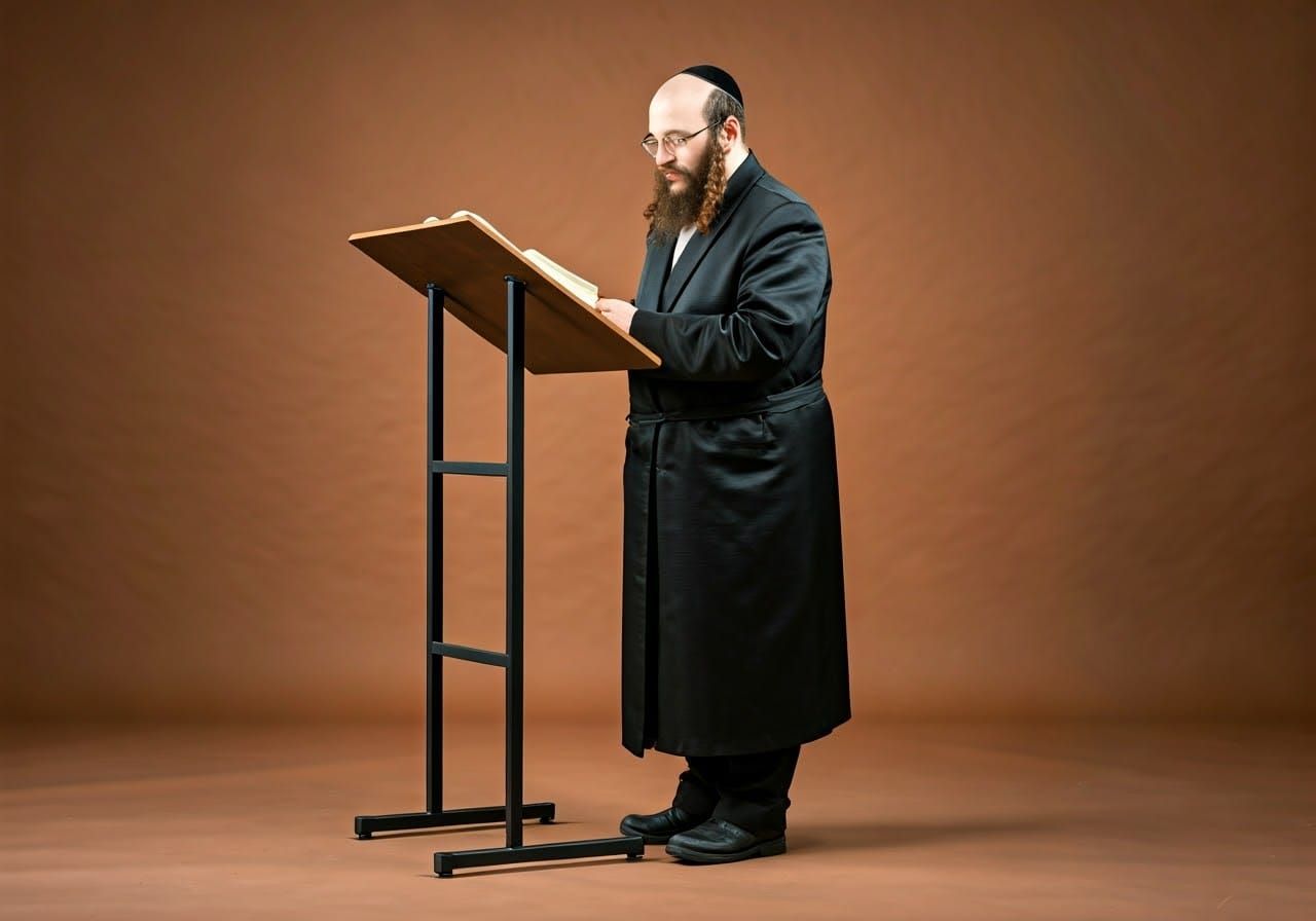 Hasidic Yeshiva Student Studying Talmud in Traditional Shten...