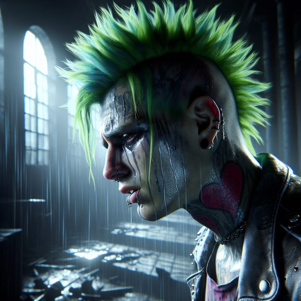 Grieving Punk in Abandoned Building: Splash Art