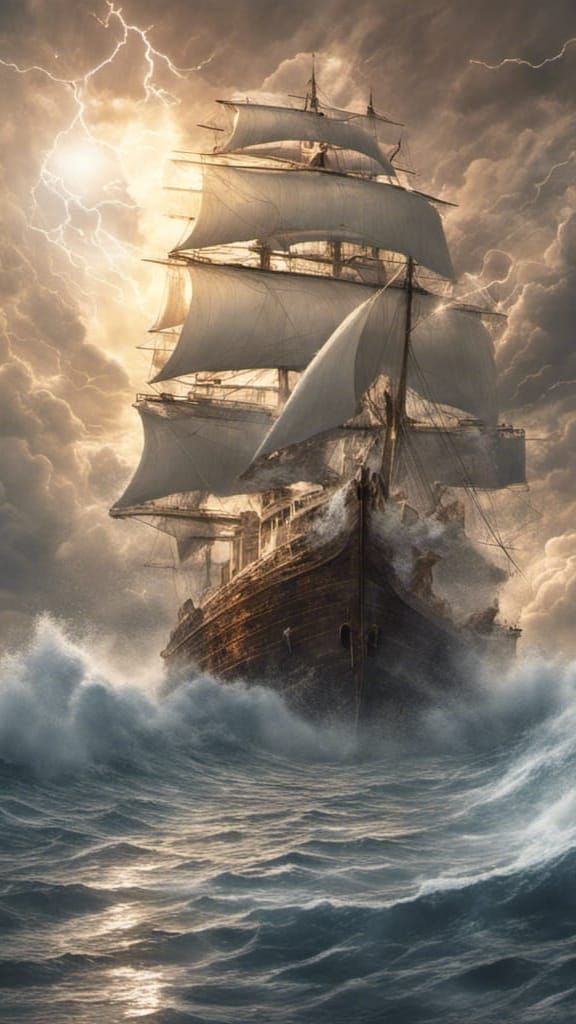 Jesus Walking on Water in Dramatic Splash Art