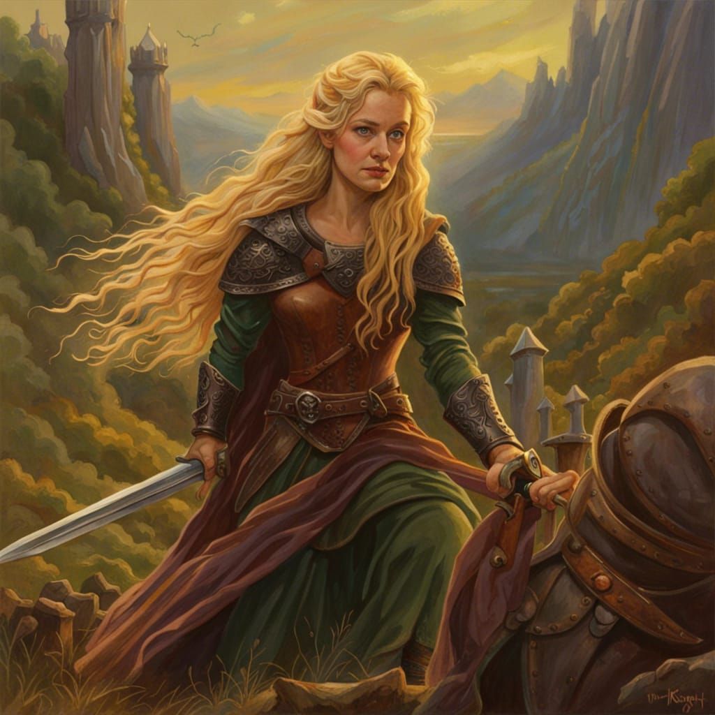 Eowyn of Rohan in Fantasy Art Style
