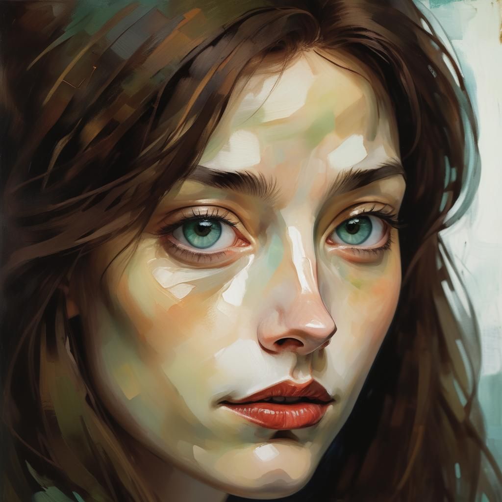 Expressive Portrait of Woman in Expressionist Style