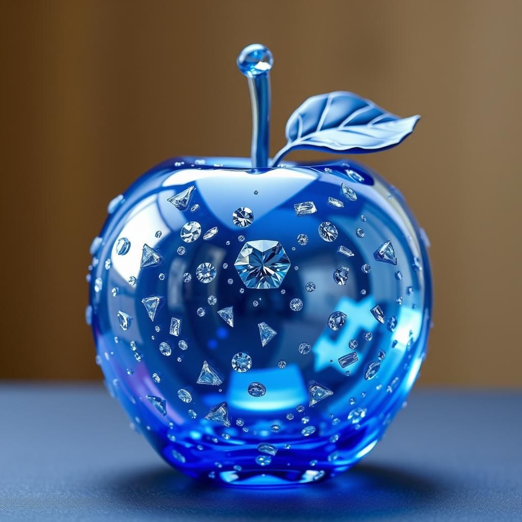 Blue Glass and Diamond Apple