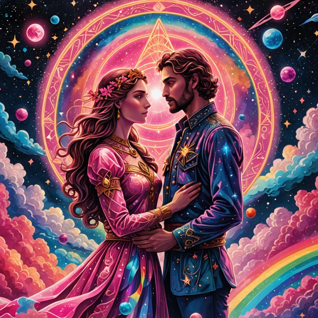 The Lovers Tarot Card in Cosmic Aura