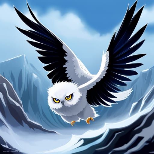 Legendary Snowy Owl Pokémon in Anime Style