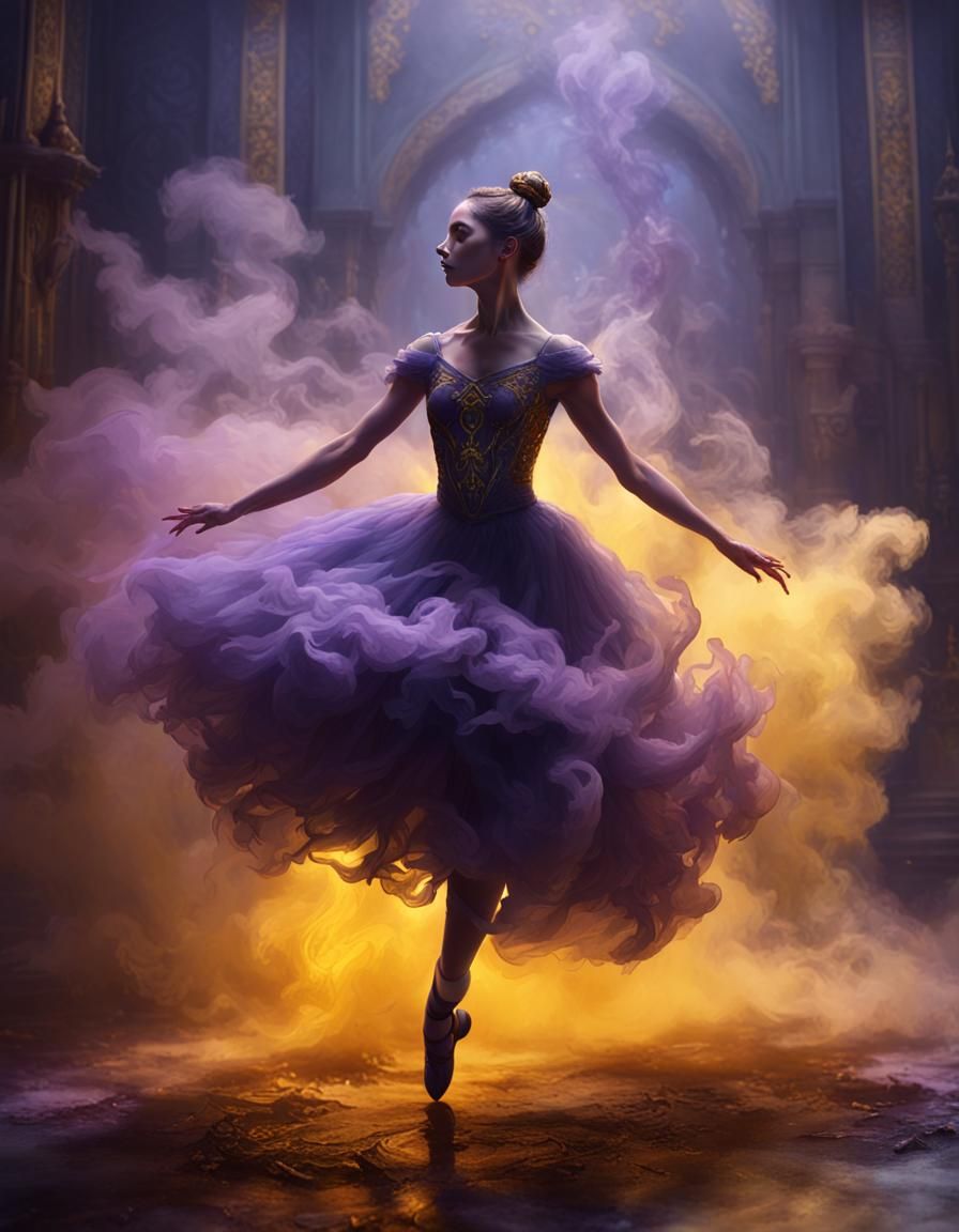 Ballerina in Smoke: Dark Fantasy Concept Art
