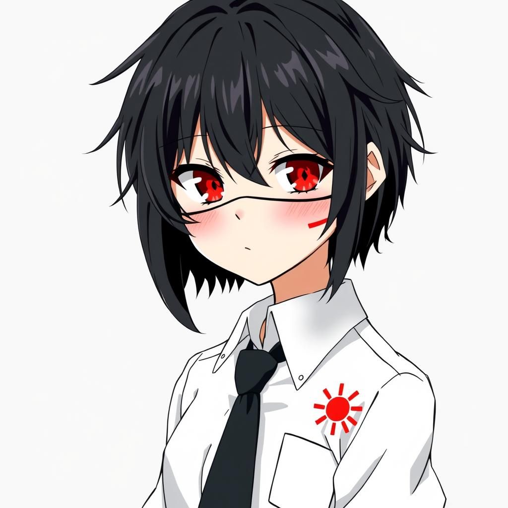 Anime Teen Girl in Uniform with Sun Emblem