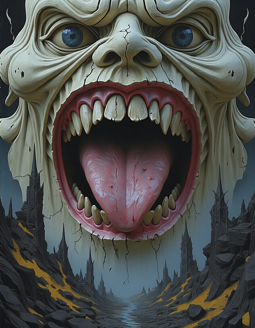 Demonic Face in Surreal Biomechanical Style