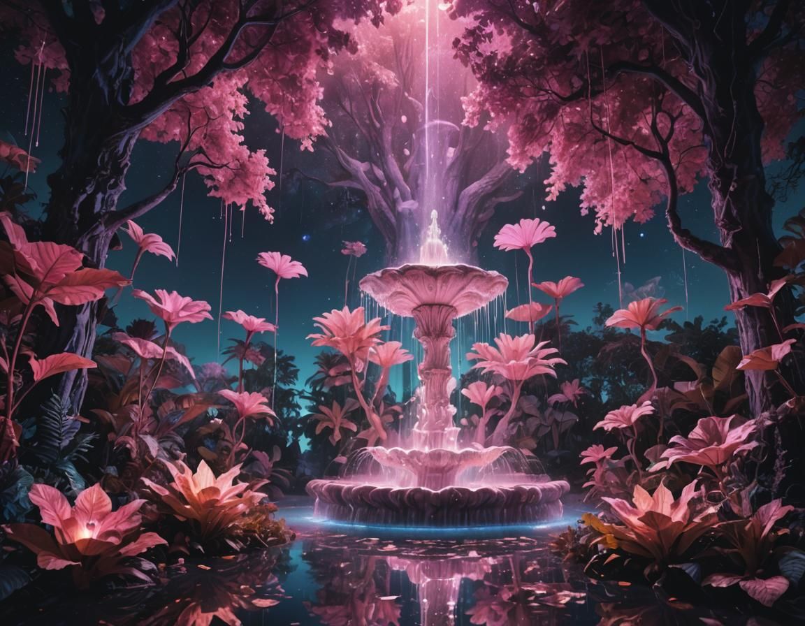 Fountain of Youth: Surreal Double Exposure Illustration