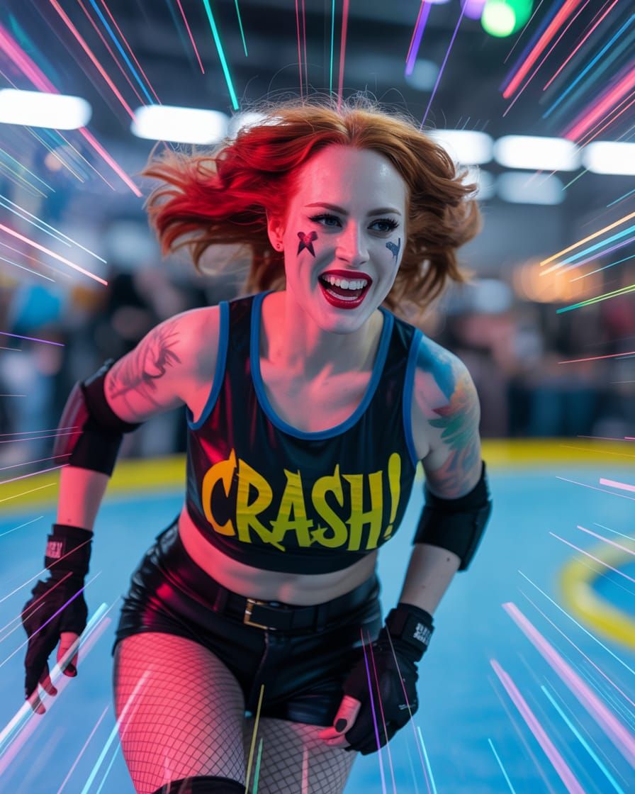 Cosmic Roller Derby Girl in Astral Holographic Style