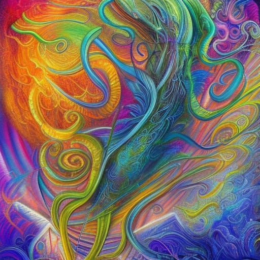 Colorful Jellyfish in Art Brut Style