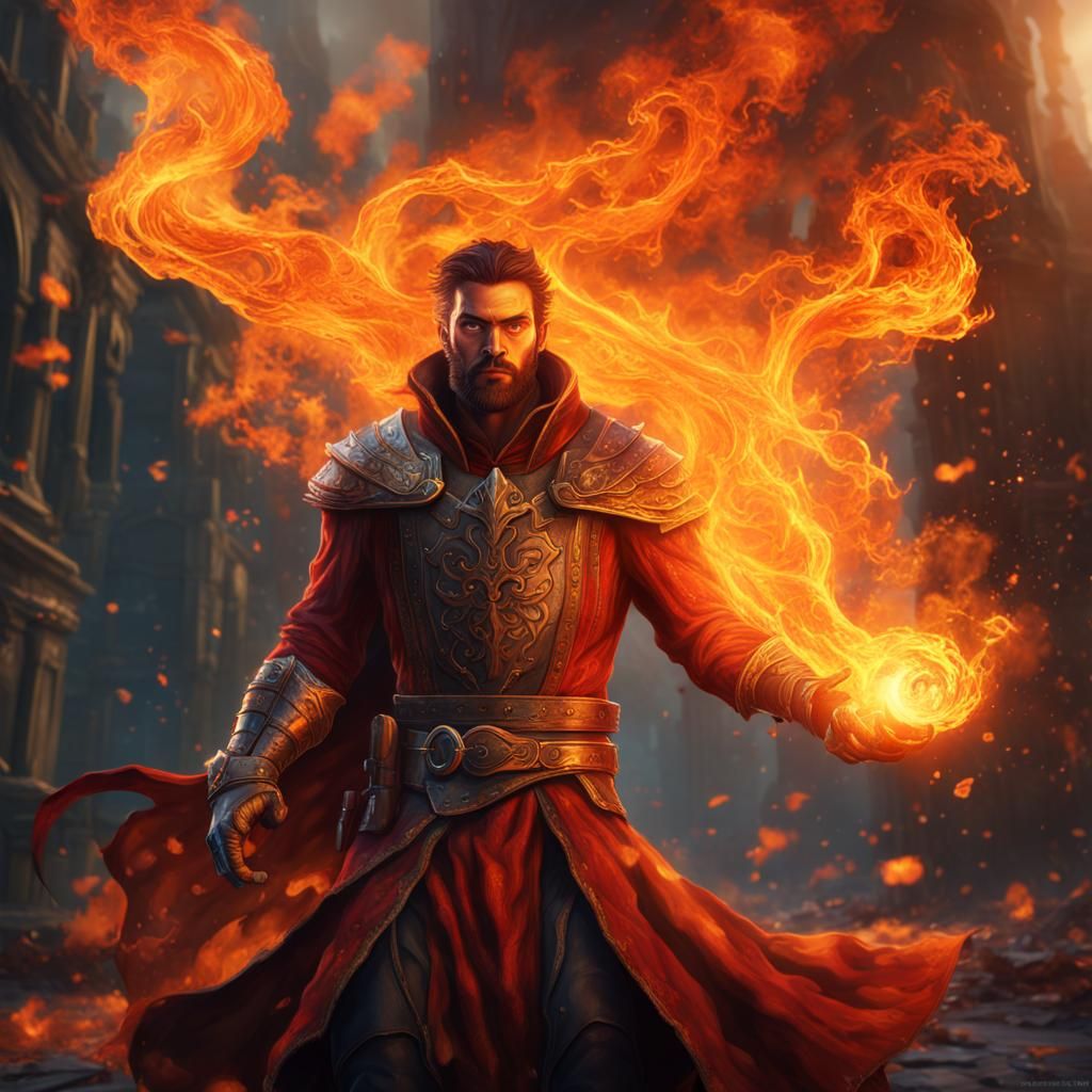 Fiery D&D Character Concept Art