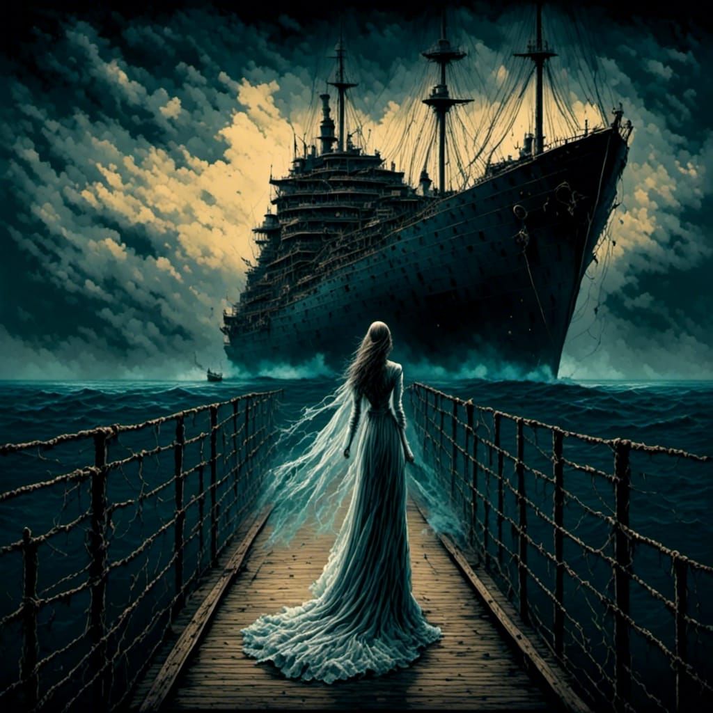 Ghost Bride on Ship Deck