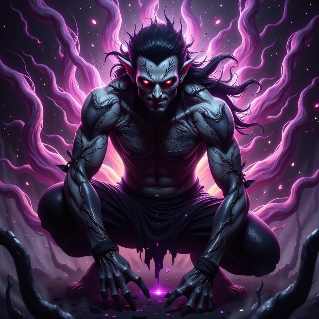 Dark Fae Punk in a Fierce Stance