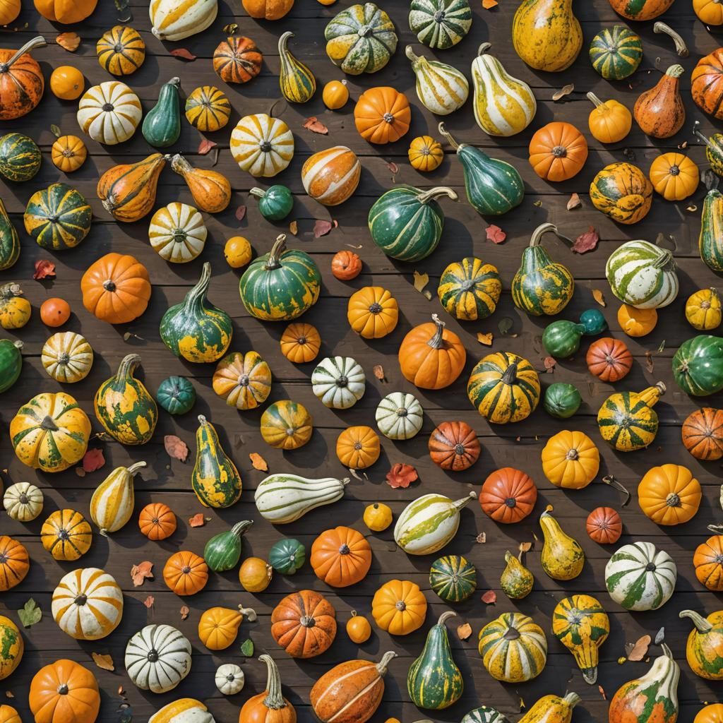 Colorful Gourds in Autumn Scene, Graffiti Art