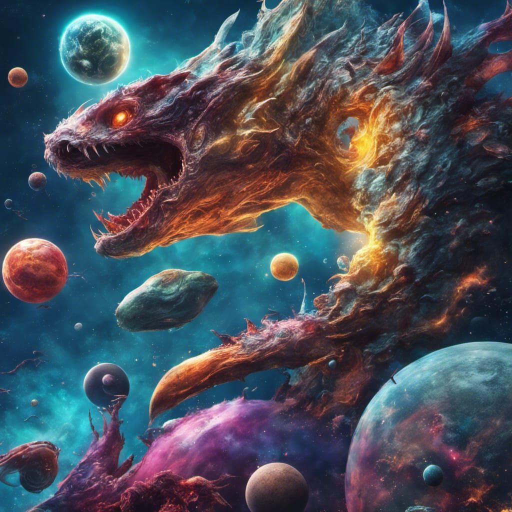 Hyperrealistic Ocean Monsters in Space Concept Art