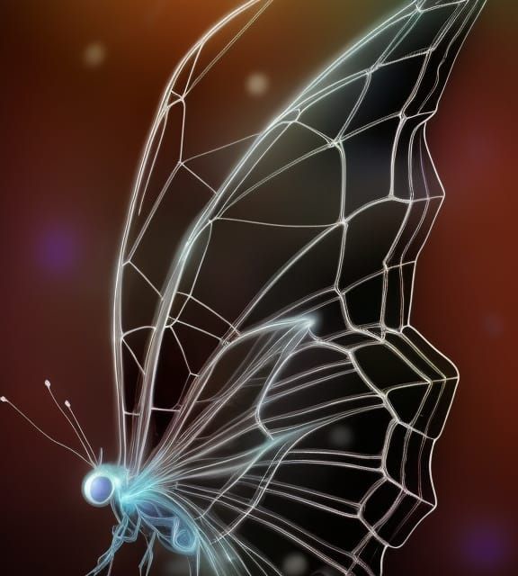Monochrome Crystal Butterfly with Glass Spiderweb Wings