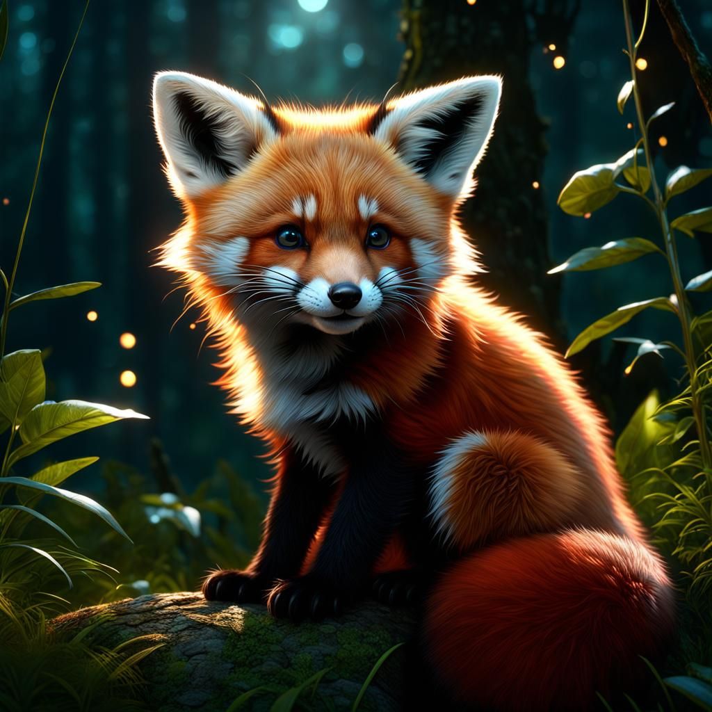 Red Fox and Red Panda Pup Hybrid in 3D Animation
