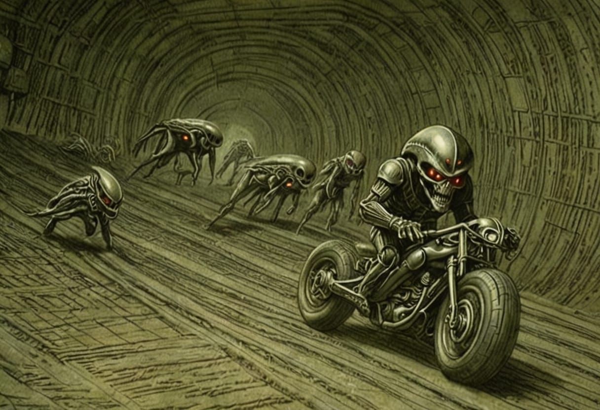 Predator Chases Aliens Through Dark Tunnel in Alien-Inspired...