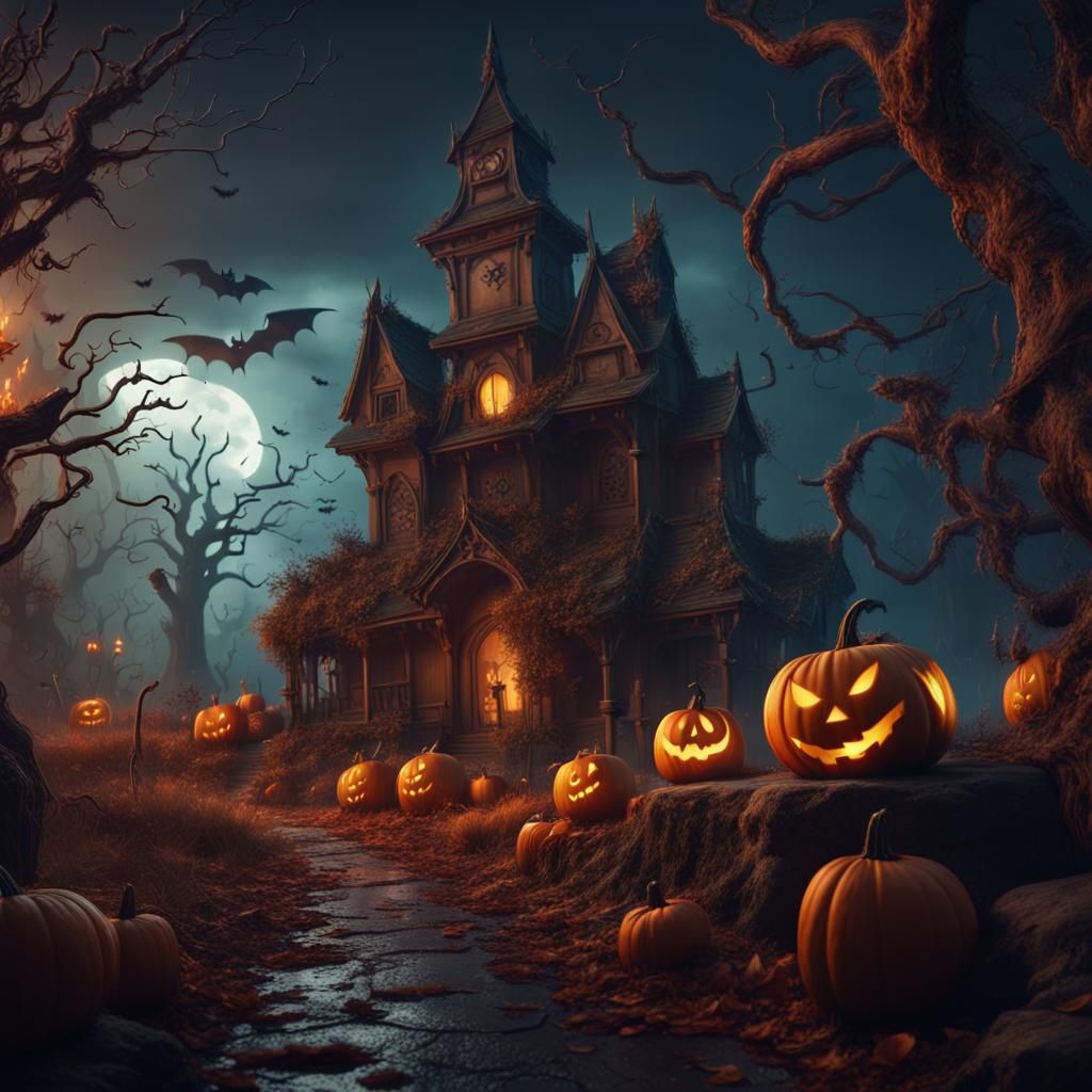 Halloween Creature Background in Detailed Matte Painting