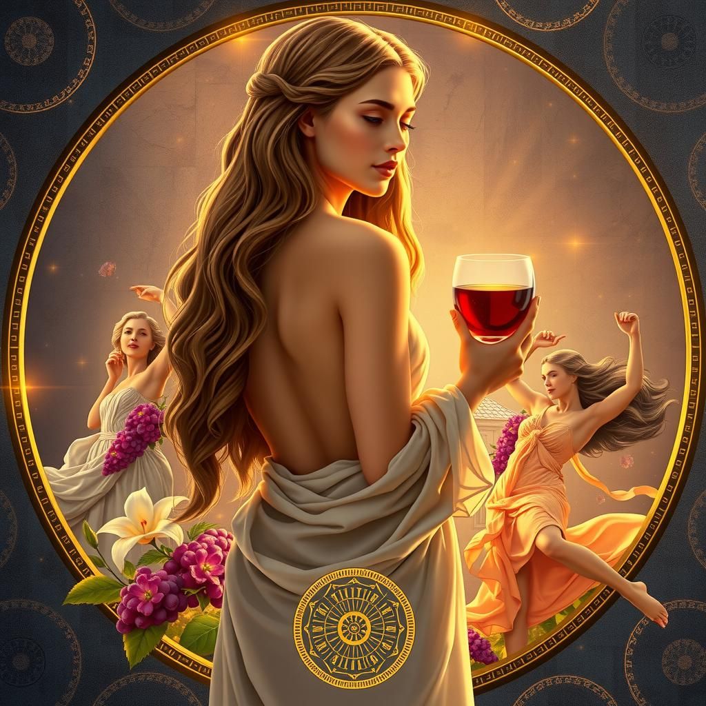 Aphrodite with Wine Vessel in Synthwave Frame