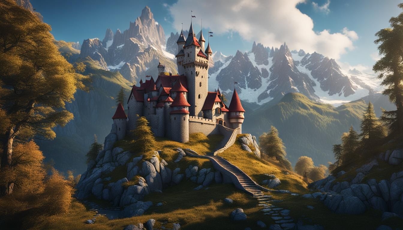 Tiny Castle in the Alps: Detailed Matte Painting