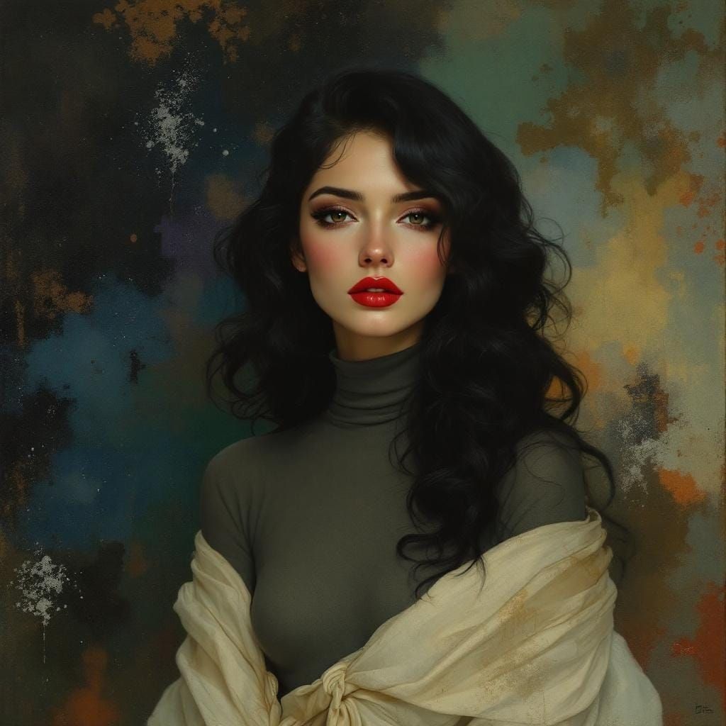 1950s Pin-Up in Art Nouveau Style