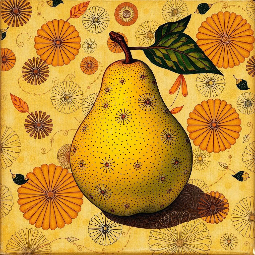 Pear in the Style of Art Nouveau Masters