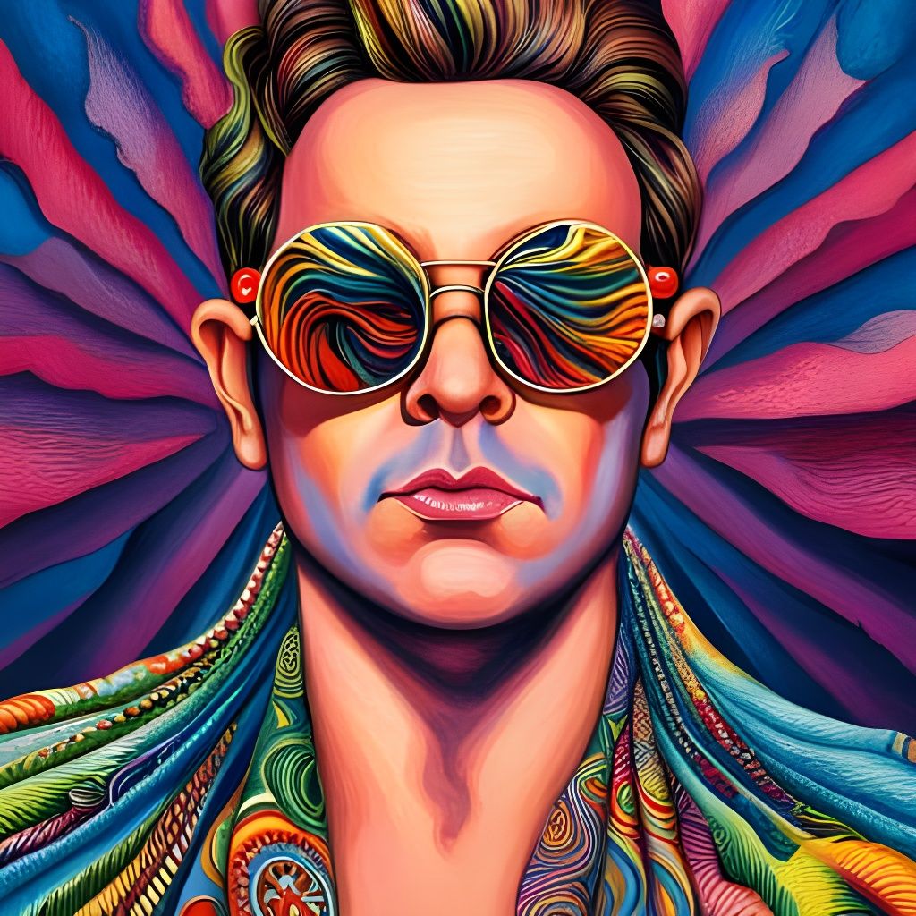 Psychedelic Portrait with Outlandish Eyewear