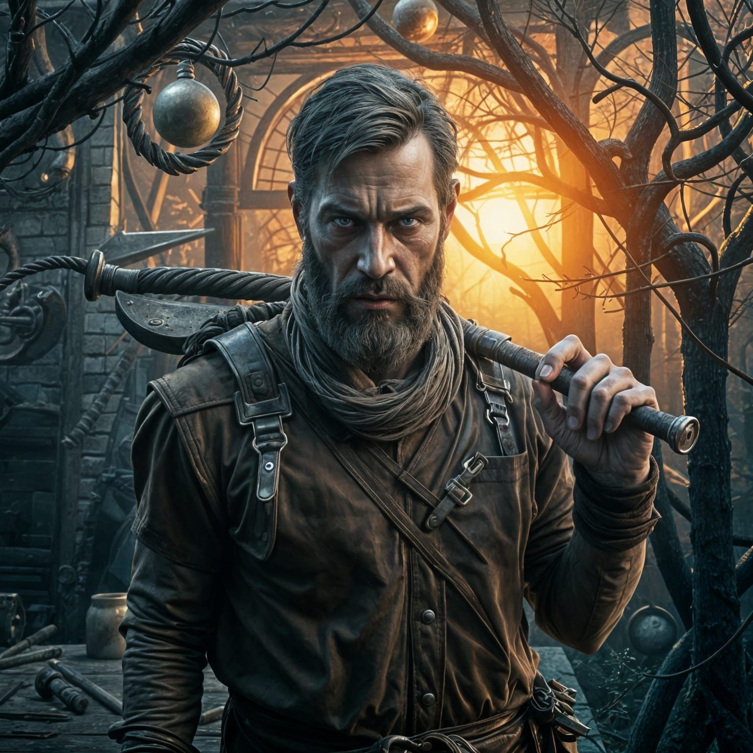 Rugged Working Man in Medieval Fantasy Style