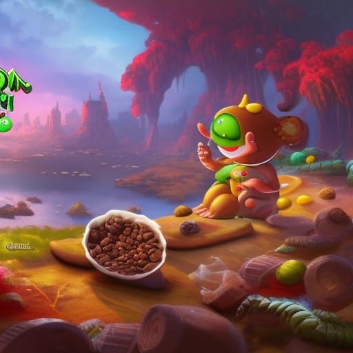 Doremon Enjoys Choco Chip Cookies: Detailed Matte Painting