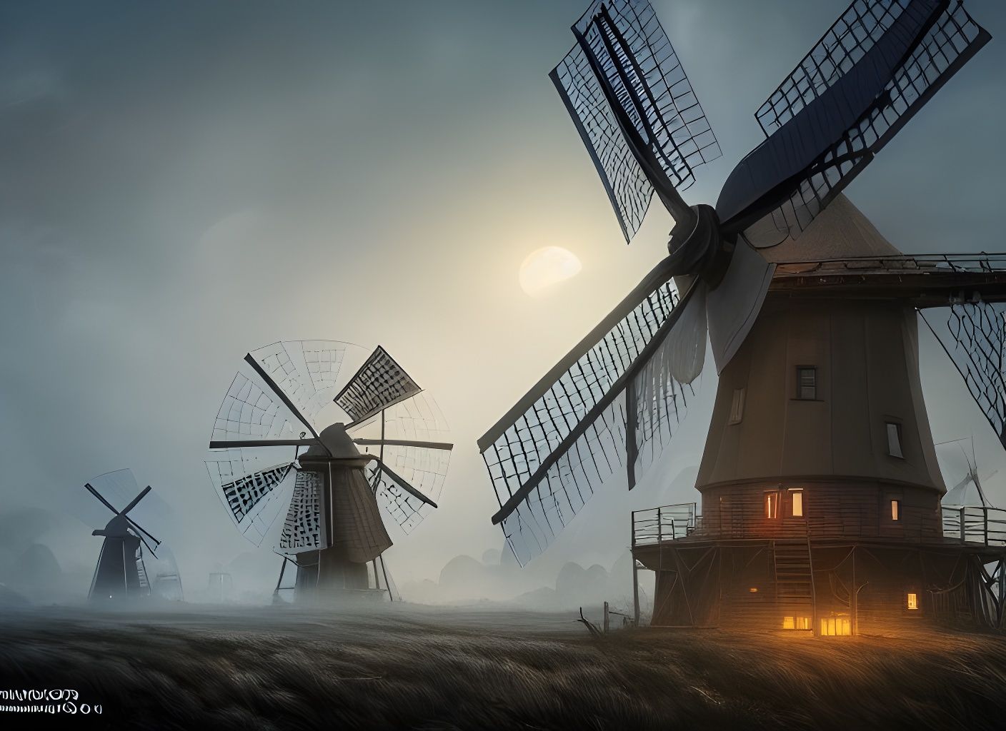 Epic Windmill Farm Concept Art in 8k