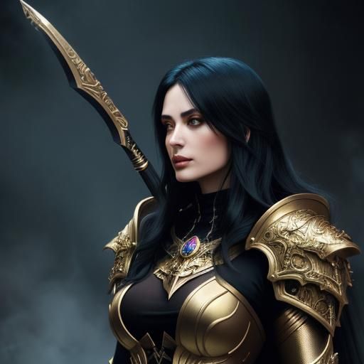 Dark Fantasy Woman with Scythe Illustration