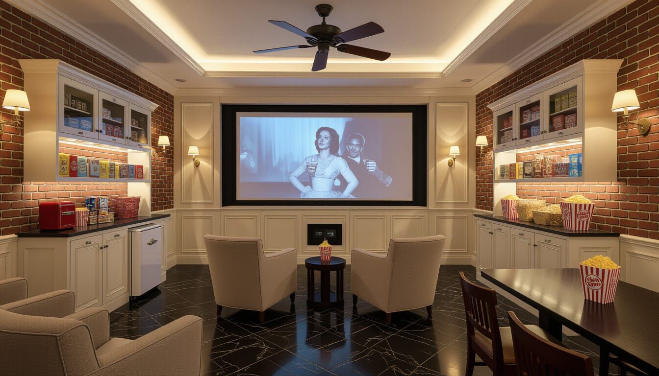 Victorian Movie Room with Retro Charm