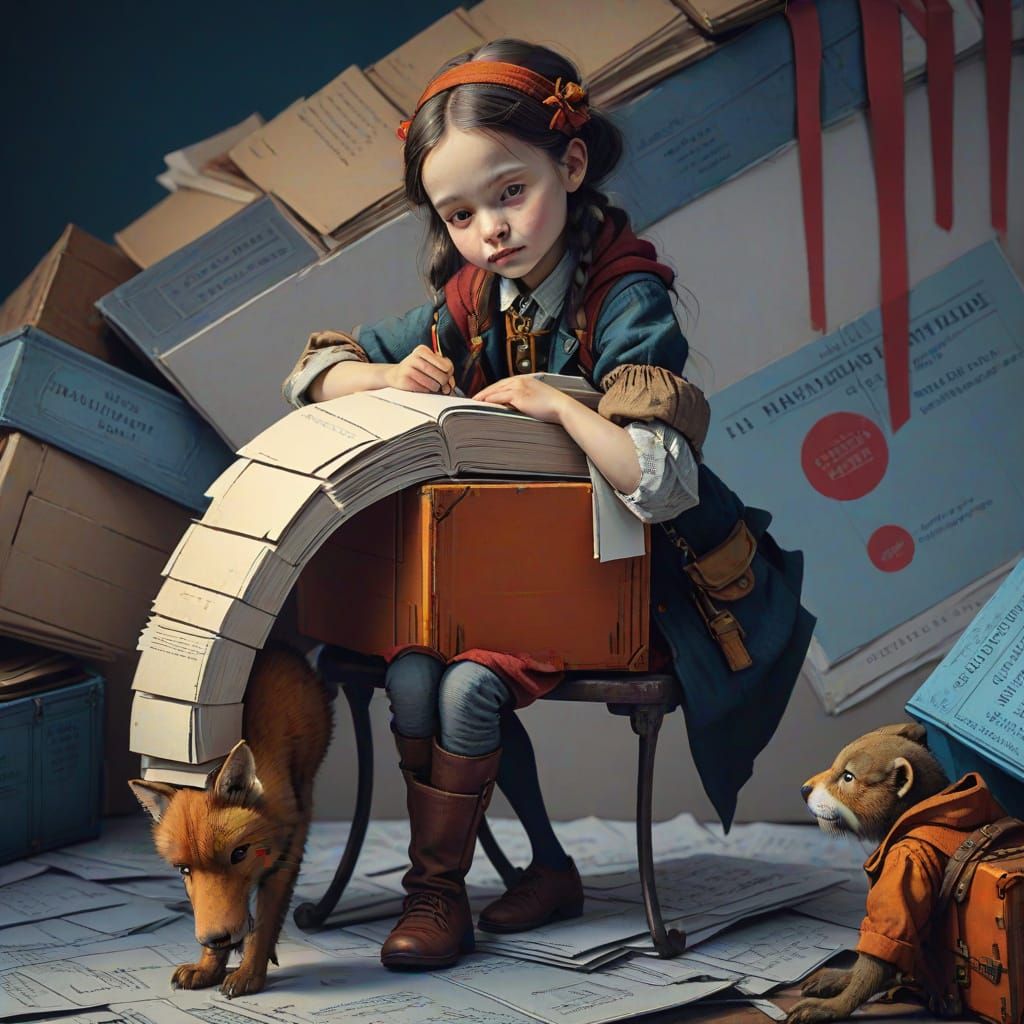 Vera Holding Boxes: Hyper-Realistic Digital Art