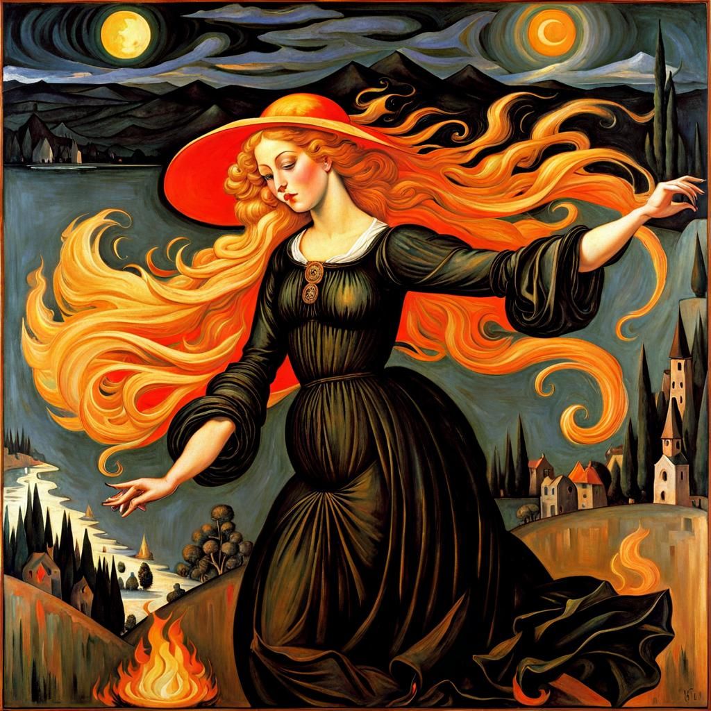 Witch Dances Around Fire in Classical Style