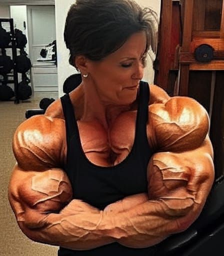 Muscular Bodybuilder Mom Flexing Ripped Physique