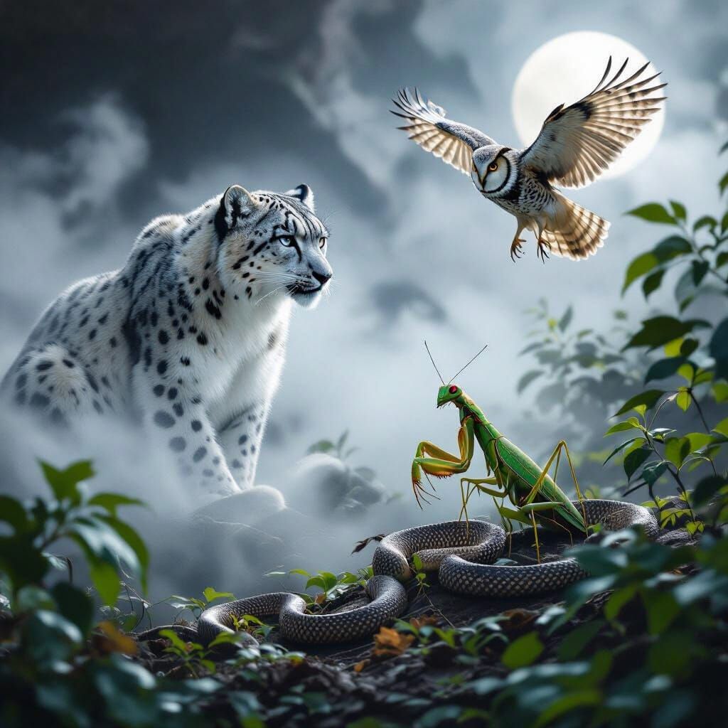 Surreal Wildlife Tableau of Stealthy Animals