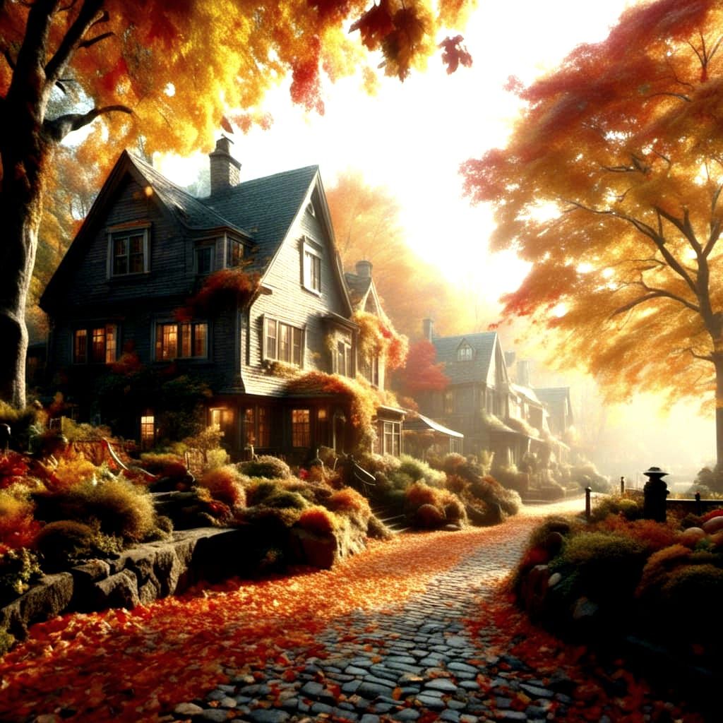 Autumn in a New England Town