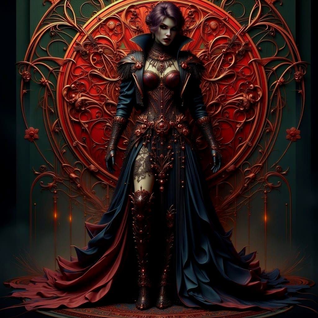 Elegant Vampire in Art Nouveau Punk Style