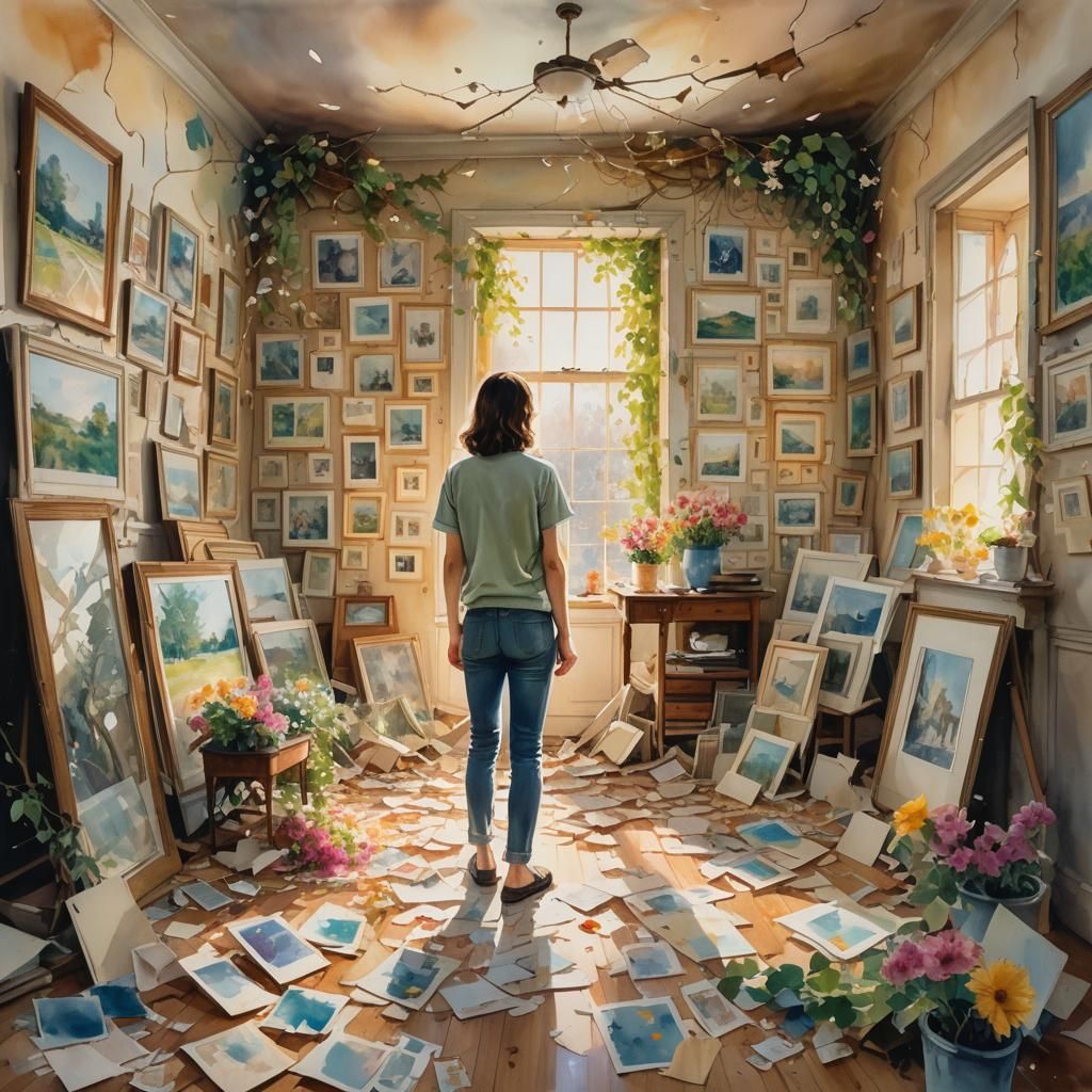 Inspiring Watercolor of Person Stepping into Future