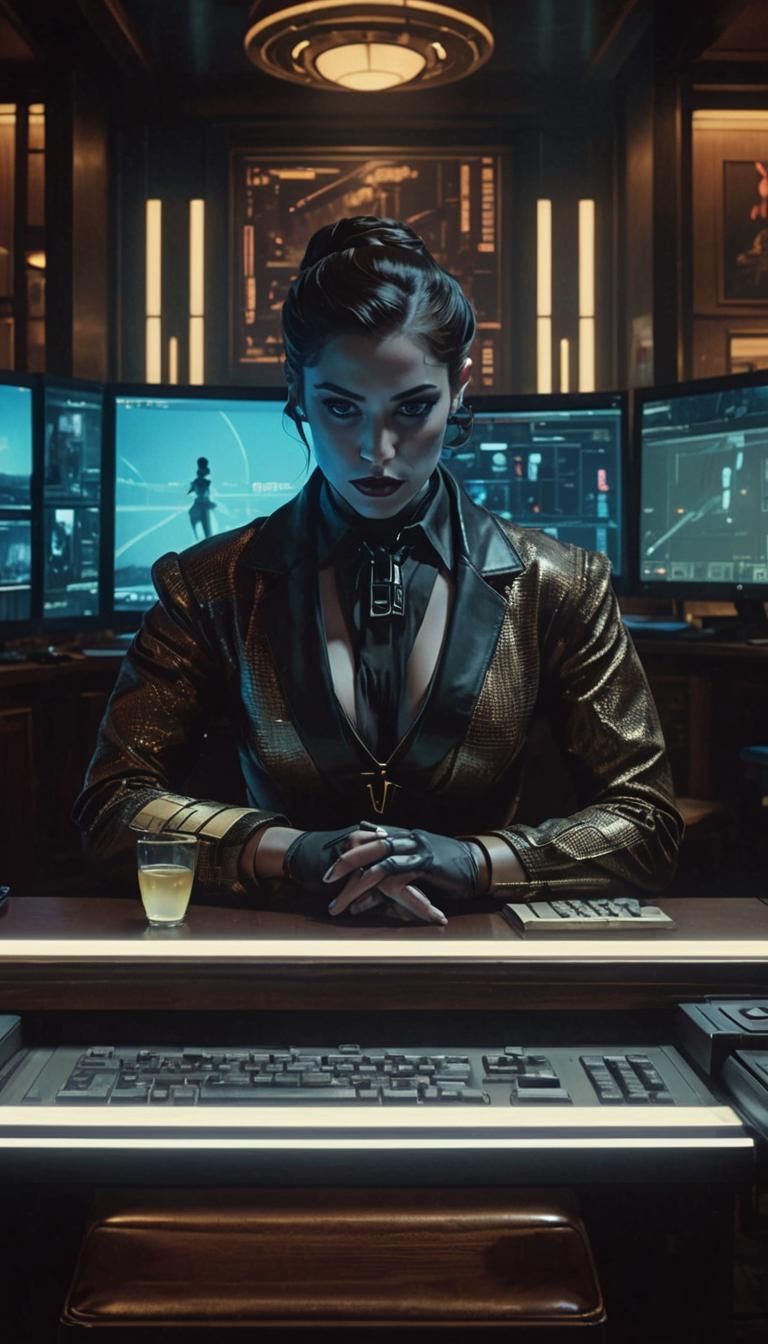 Neo-Noir Ballerina in Cyberpunk Sci-Fi Setting